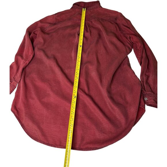 Stella Carakasi Washed Indigo Tunic Port Red Button Up XL Tencel - Picture 8 of 9